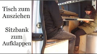 Folge 7  Sitzbänke und ausziehbarer Tisch im Campervan  Kastenwagen Wohnmobil Selbstausbau [upl. by Hardigg]