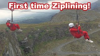 First time Ziplining  Breathtaking Zipline  North Wales [upl. by Whang]