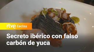 Secreto ibérico con falso carbón de yuca  Aquí la Tierra  RTVE Cocina [upl. by Namar405]