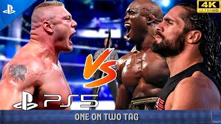 Brock Lesnar VS Bobby Lashley amp Seth Rollins  Handicap One ON Two Tag Team Match [upl. by Madonia587]