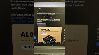 NiceHash giveaway winner for the Alephium Iceriver AL0  iceriver shorts alephium alph crypto [upl. by Suraved717]