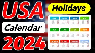 US Holiday Calendar 2024  Holidays and Observances in United States 2024 [upl. by Enaj]