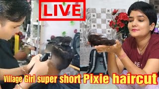 Cute Village Girl forced Hair Cutting ✂️ long To Short Pixie haircut [upl. by Ainalem]