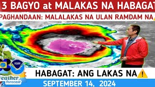 3 BAGYO AT MALAKAS NA HABAGAT PAGHANDAAN PA⚠️TINGNAN DITO⚠️WEATHER UPDATE SEPTEMBER 13 2024 [upl. by Fairbanks]