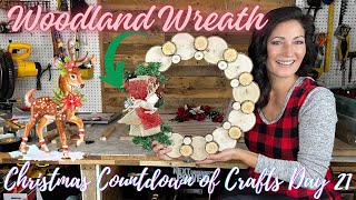 MAKING A WOODLAND WREATH FROM LOGS CHRISTMAS COUNTDOWN OF CRAFTS DAY 21 INSPIRED BY PINTEREST [upl. by Wheeler]