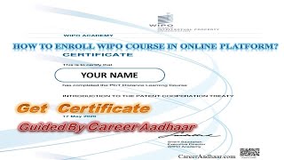 How to apply WIPO Free and Paid Certificate courses at online platform  Career Aadhaar [upl. by Arba]