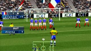 ISS Pro Evolution PS1 Gameplay  France vs Brazil [upl. by Amelina733]