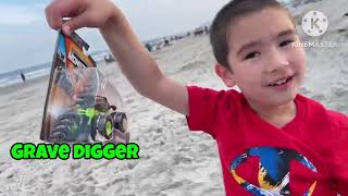 Monster Truck Treasure Hunting on the beach funny racing monstertruck monsterjam toycar [upl. by Assek]