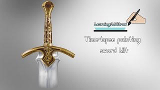 digital painting a sword study metal reflection shiny materials time lapse [upl. by Xam917]