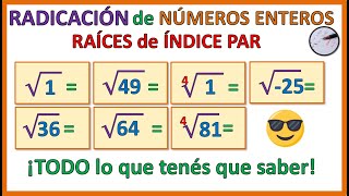 RADICACIÓN de NÚMEROS ENTEROS  RAÍCES de ÍNDICE PAR  2 [upl. by Merta]