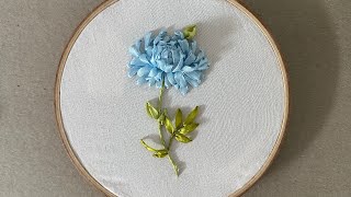 Ribbon Embroidery  How to Embroider Blue Aster [upl. by Kirsti320]