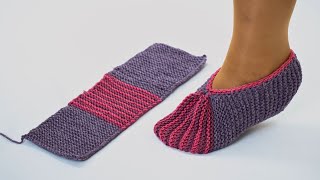 Very easy knitting slippers Tutorial for beginners Miarti🧶 [upl. by Imehon966]