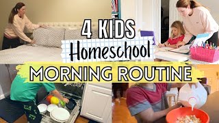 MOM OF 4 MORNING ROUTINE  4 Kids Homeschool Morning Routine [upl. by Urien]