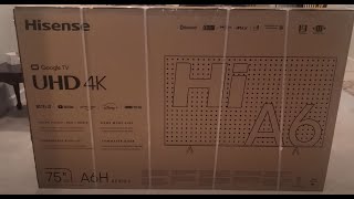 Unboxing 548 Hisense A6 Series 75quot Class 4K UHD Remote Dolby Vision HDR from Amazon 65 55 50 43 [upl. by Ahsal]