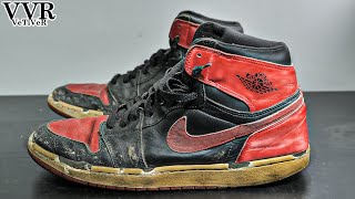 NIKE Air Jordan 1 Bred OG  Make Swoosh Sole Swap Dye  VeTiVeR [upl. by Ariadne91]