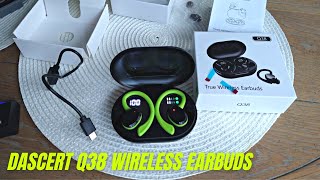 Dascert Q38 Noise Cancelling Wireless Earbuds Review  Sport Bluetooth Headphones with Earhooks [upl. by Howarth]