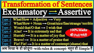 Interchange of Exclamatory and Assertive Sentences  Transformation of Sentences in English Grammar [upl. by Reena]