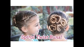 Spiral Twist Buns  Updos  Cute Girls Hairstyles [upl. by Akcimehs922]