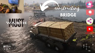 Constructing a Wooden Bridge  SnowRunner  PXN V9 Steering Wheel  PS4 Pro [upl. by Hadwyn]