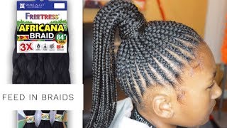 Africana Braid  Feed In Ponytail  SNGHAIR [upl. by Ayikal]