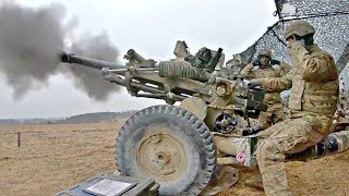 US Army Artillery Fire Very Powerful M119A3 Lightweight Howitzer  GoPro footage With Slow Motion [upl. by Sivram662]