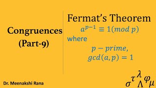 Congruences  Part 9 Fermats Theorem [upl. by Etnaid]