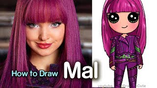 How to Draw Mal Easy  Disney Descendants 2 [upl. by Mindy]