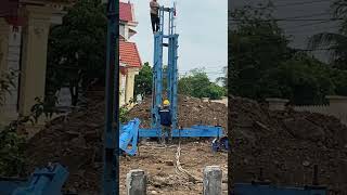 Drilling raw concrete piles  building classic houses [upl. by Hairim326]