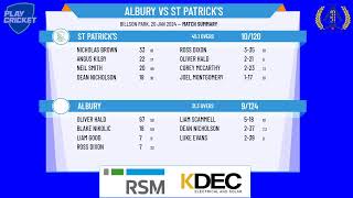 Cricket Albury Wodonga  CAW Provincial 1st Grade  Round 14  Albury v St Patricks [upl. by Angid792]