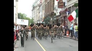 START AND END OF THE RACE OF THE PARADE FANFARA BERSAGLIERI OF BEDIZZOLE AT QUEBEC CITY CANADA [upl. by Menis]