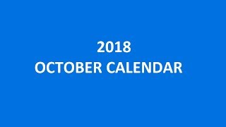 2018 October Calendar Printable Templates Holidays Excel PDF [upl. by Scevor]