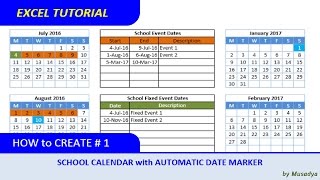 How to Create Excel School Calendar with Automatic Date Marker [upl. by Buchbinder948]