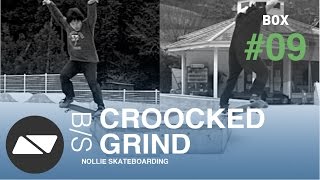 BACKSIDE CROOCKED GRIND SKATEBOARDING BOX TUTORIAL 90 [upl. by Voletta]