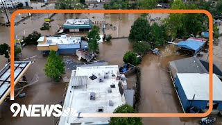 Aerial view of the widespread flooding in Asheville North Carolina [upl. by Ytsud864]