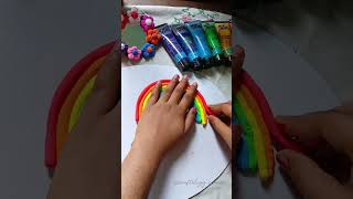 Rainbow wall hanging clay art painting craft viral [upl. by Anaiviv599]