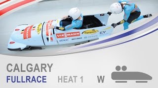 Calgary  Womens Bobsleigh Heat 1 World Cup Tour 20142015  FIBT Official [upl. by Roxy]