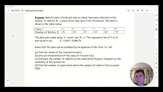 Edexcel A Level Maths Applied Y2 Ch1 1 Exponential Models Example 1 [upl. by Ecertal]