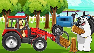 The Bear Farm The Hardworking Farmer Using Saw and Tractor  Harvest Firewood  Farm Vehicles [upl. by Asilenna130]