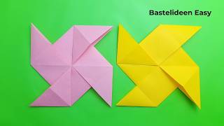 Basteln Mit Papier  Windrad aus Papier Basteln  Bastelideen Easy [upl. by Yenaled]