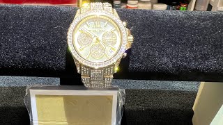 Reveal and review of Michael Kors gold tone fully iced out watch [upl. by Lotsirk]