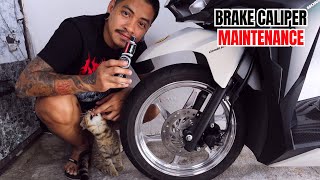 Honda Click V2  Brake Caliper Maintenance [upl. by Artimid]