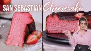 San Sebastian Cheesecake Erdbeere 🍓😍 Strawberry Basque Burnt Cheesecake sansebastiancheesecake [upl. by Judye]