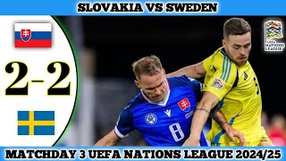 SLOVAKIA VS SWEDEN  22  Matchday 3 UEFA Nations League 202425 [upl. by Viguerie]