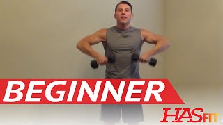 15 Minute Beginner Weight Training  Easy Exercises  HASfit Beginners Workout Routine  Strength [upl. by Sawyere]