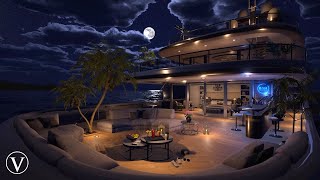 Tropical Yacht  Night Ambience  Calm Sea amp Ocean Nature Sounds [upl. by Ytsirhc894]