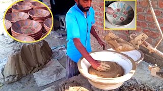 How to make Glaze pottery Making traditional clay plates [upl. by Danella]