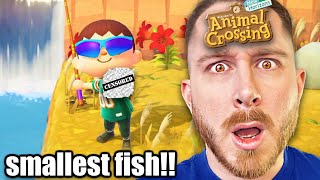 Lets Play Animal Crossing Catching The SMALLEST Fish In The Game [upl. by Karil475]