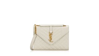 Saint Laurent Grain De Poudre Mixed Matelasse Triquilt Monogram Medium Shoulder Bag Crema Soft [upl. by Niarbo]