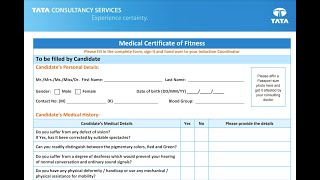 TCS Medical Certificate of Fitness form how to fill up 2023  TCS Medical Certificate of Fitness [upl. by Ahsetan]