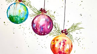 Watercolor Holiday Baubles  a classic🌲 [upl. by Yeta761]